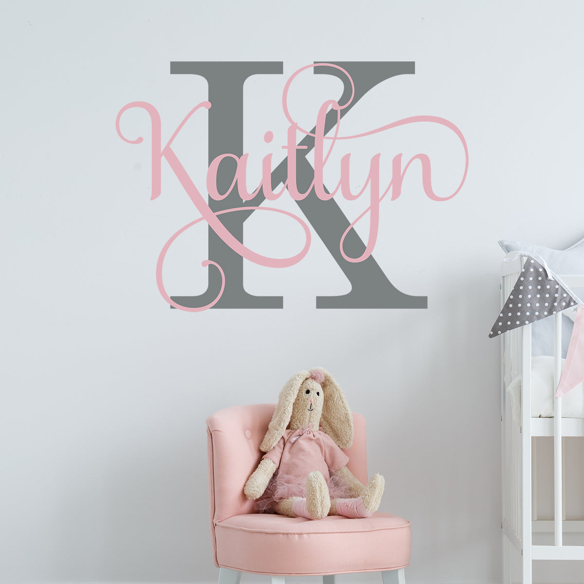 Monogram Wall Decal - Initial Stickers - Nursery and Kids Custom Name  Initial Bedroom Decal Sticker